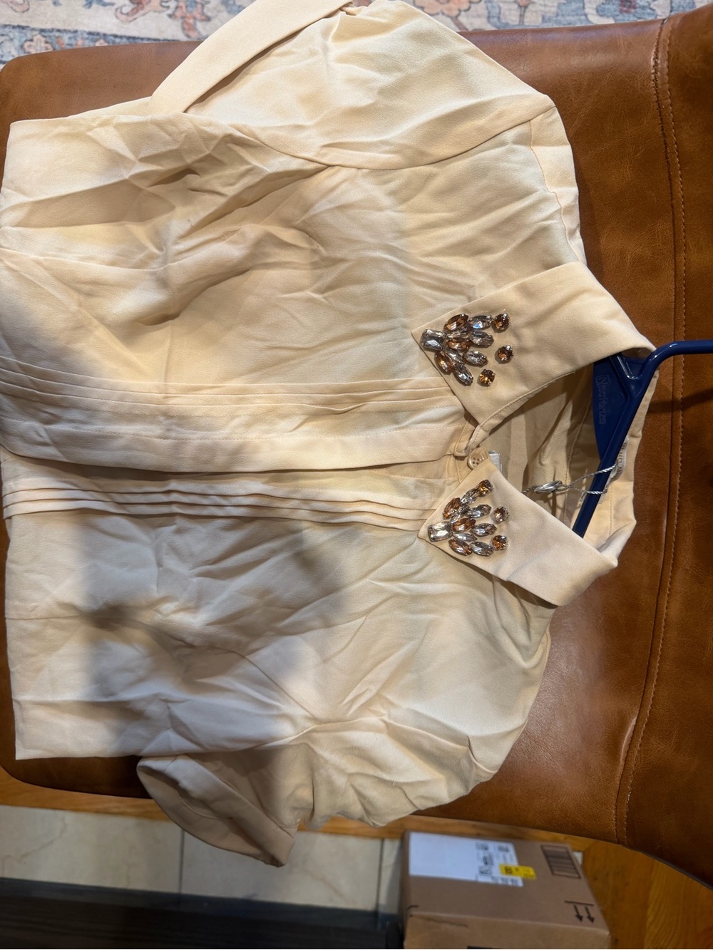Vero Moda Cream Jeweled Collar Blouse